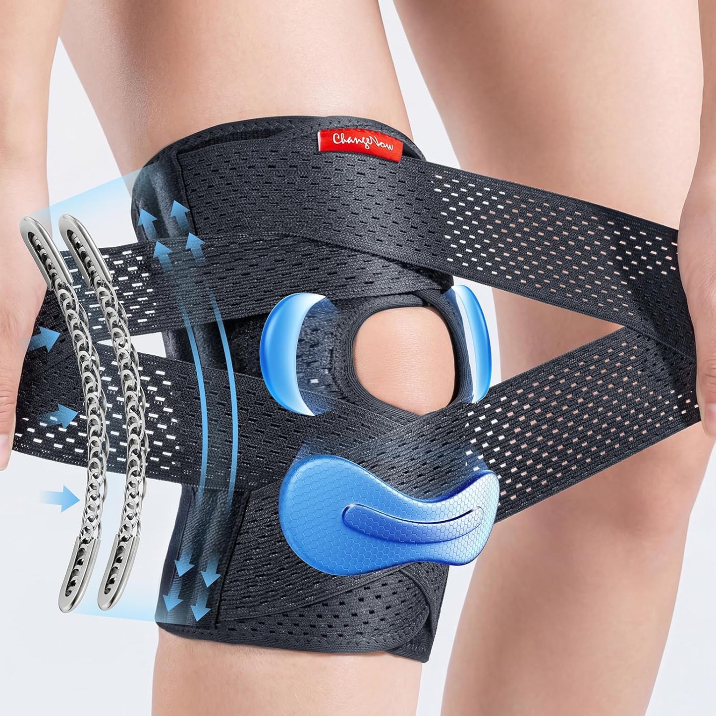 Changenow Upgraded Medical-Grade Knee Brace for Women and Men,[Ultra Breathable & V-Straps]