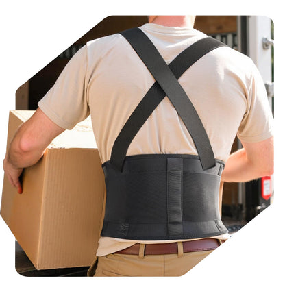 Medical-Grade Work Back Brace with Adjustable Shoulder Straps [Stronger Support & Breathable Mesh]
