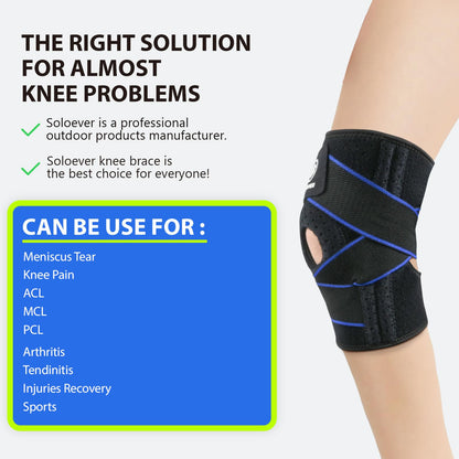 Knee Brace for Women & Men Breathable Compression Knee Support with Side Stabilizers for Knee Pain Adjustable Knee Wrap for Running, Meniscus Tear, ACL, MCL, Arthritis Relief (Black, Small)