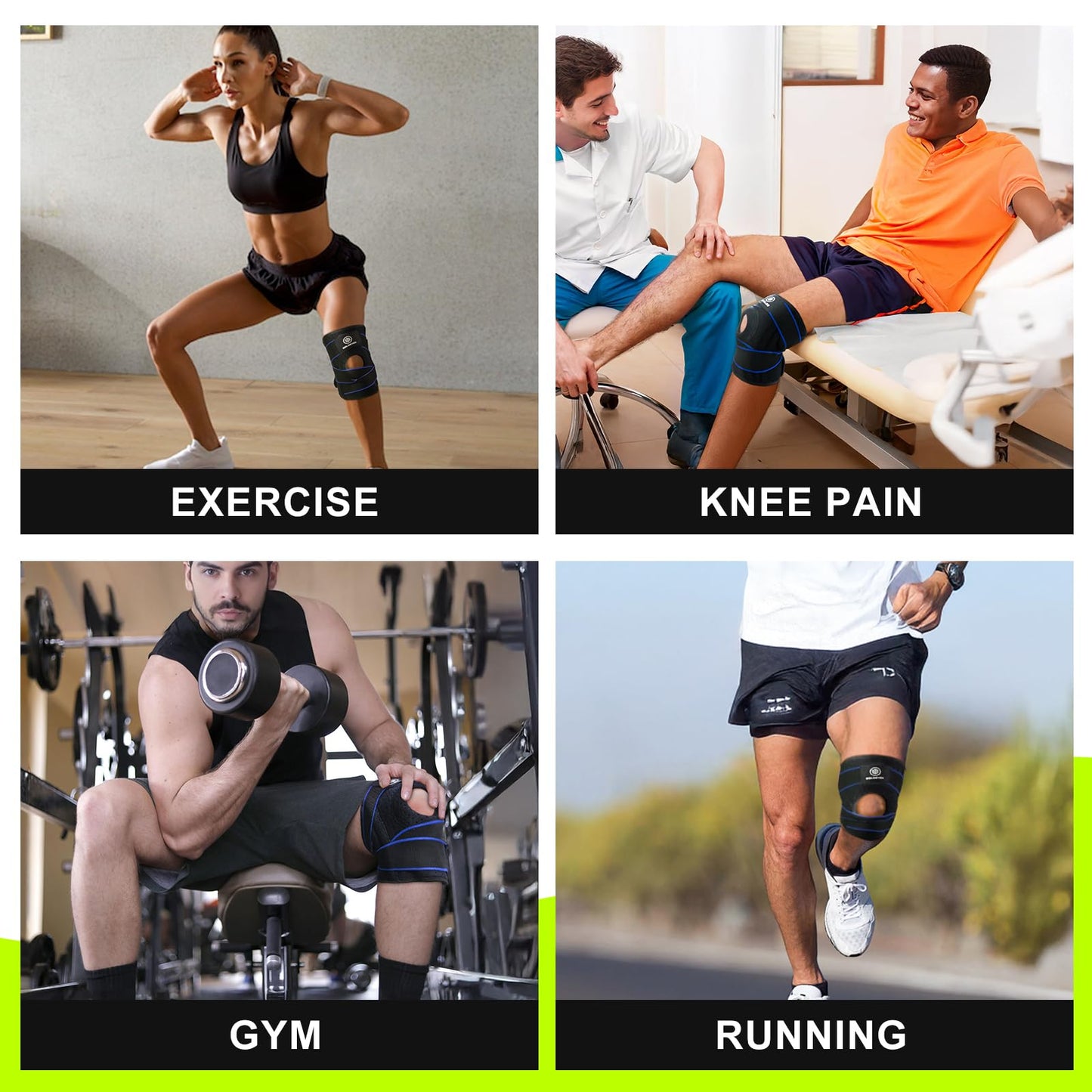 Knee Brace for Women & Men Breathable Compression Knee Support with Side Stabilizers for Knee Pain Adjustable Knee Wrap for Running, Meniscus Tear, ACL, MCL, Arthritis Relief (Black, Small)