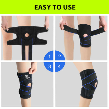 Knee Brace for Women & Men Breathable Compression Knee Support with Side Stabilizers for Knee Pain Adjustable Knee Wrap for Running, Meniscus Tear, ACL, MCL, Arthritis Relief (Black, Small)