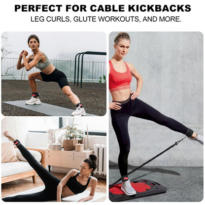 Ankle Strap for Cable Machine Professional Kickback Ankle Strap for Glute Workouts, Leg Extensions (DEEP BLACK)