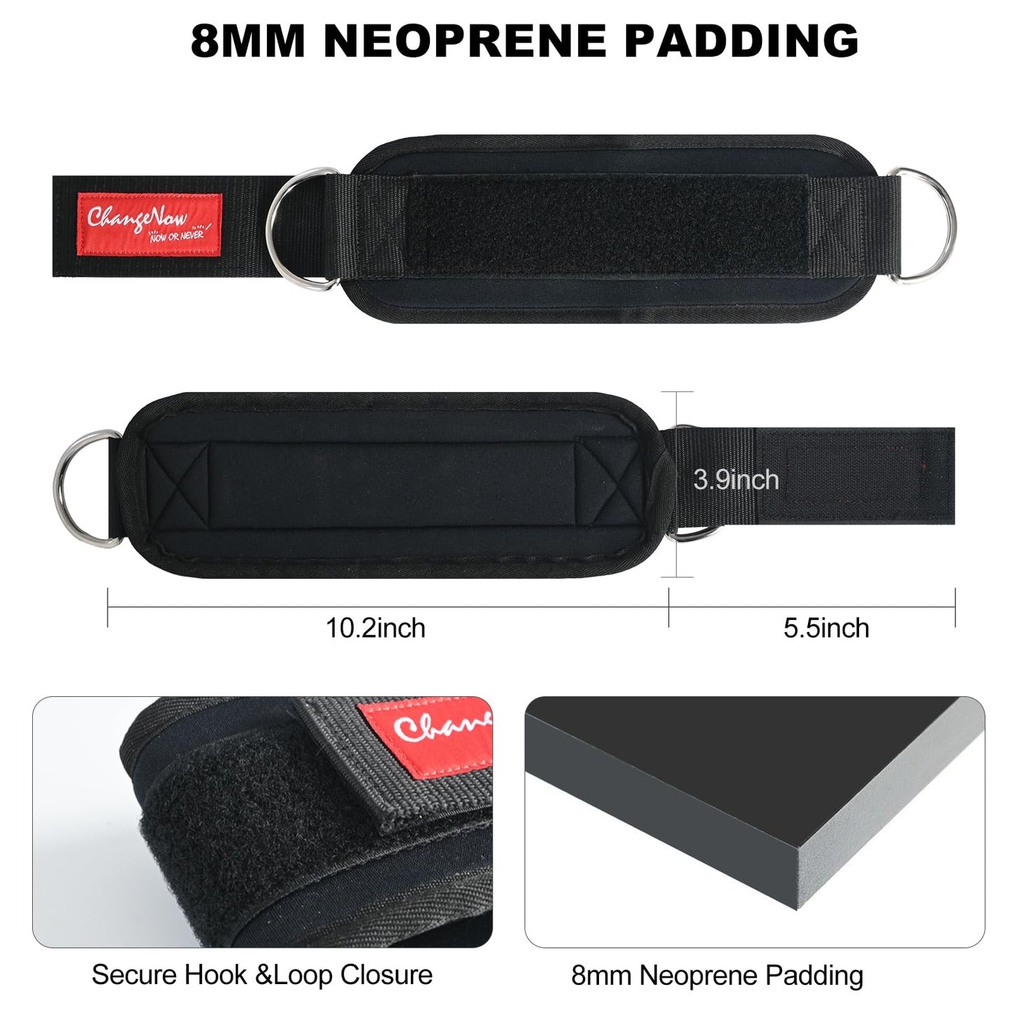 Ankle Strap for Cable Machine Professional Kickback Ankle Strap for Glute Workouts, Leg Extensions (DEEP BLACK)