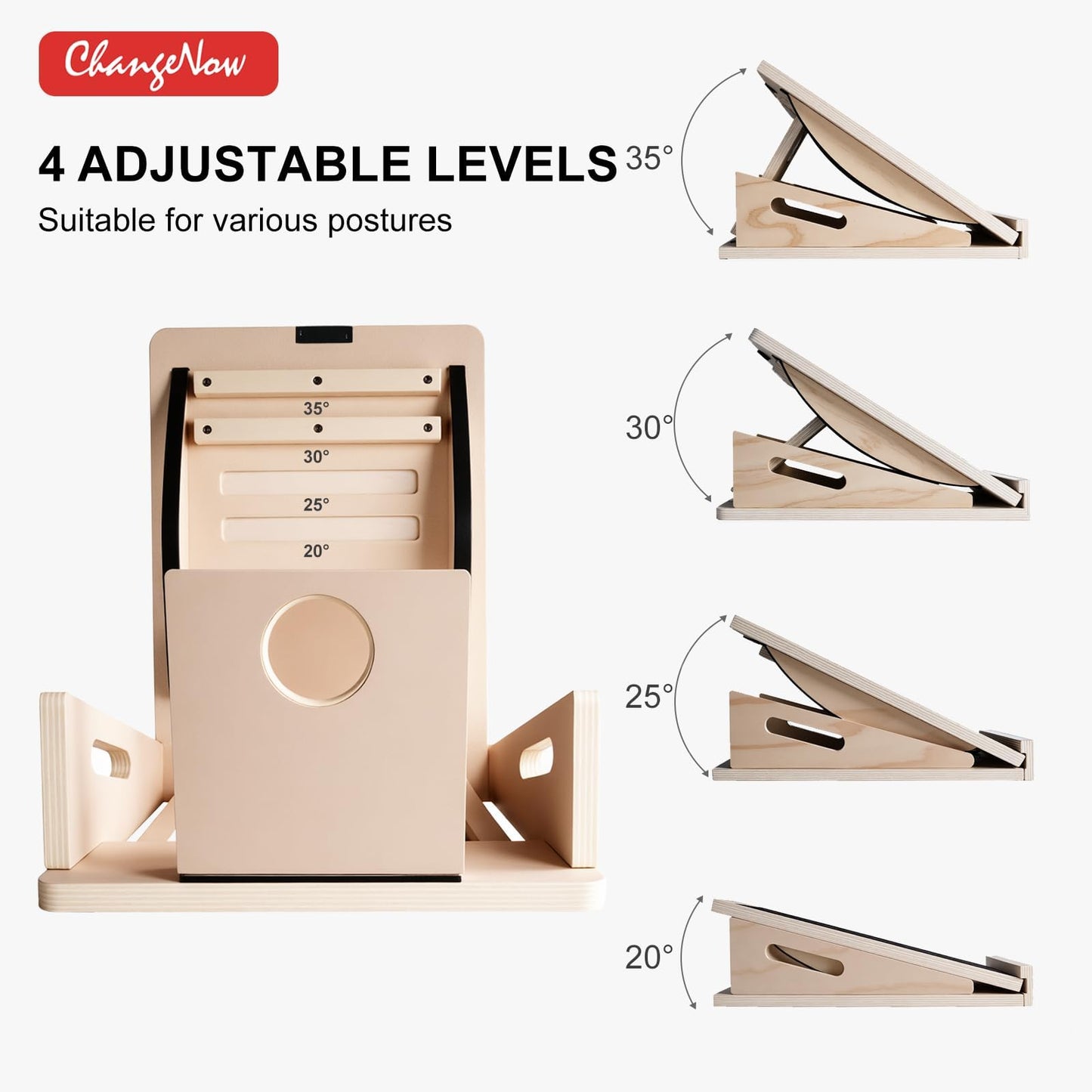 2-in-1 Professional Wooden Balance Board & Slant Board, Four Adjustable Incline Board and Calf Stretcher, Stretch Board for Knees Ankle Heel Feet Leg