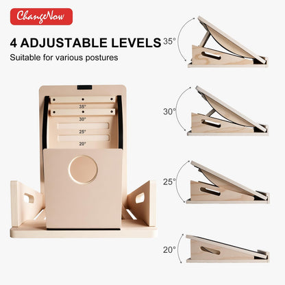 2-in-1 Professional Wooden Balance Board & Slant Board, Four Adjustable Incline Board and Calf Stretcher, Stretch Board for Knees Ankle Heel Feet Leg