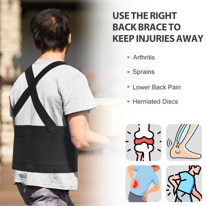 Back Brace for Men & Women, Adjustable Lower Back Support Belt with Suspenders for Back Pain Relief